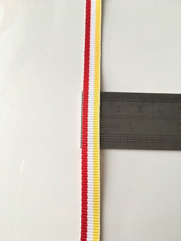 Oeteldonks Rood-Wit-Geel lint 8mm (Medaille lint) - Afbeelding 2