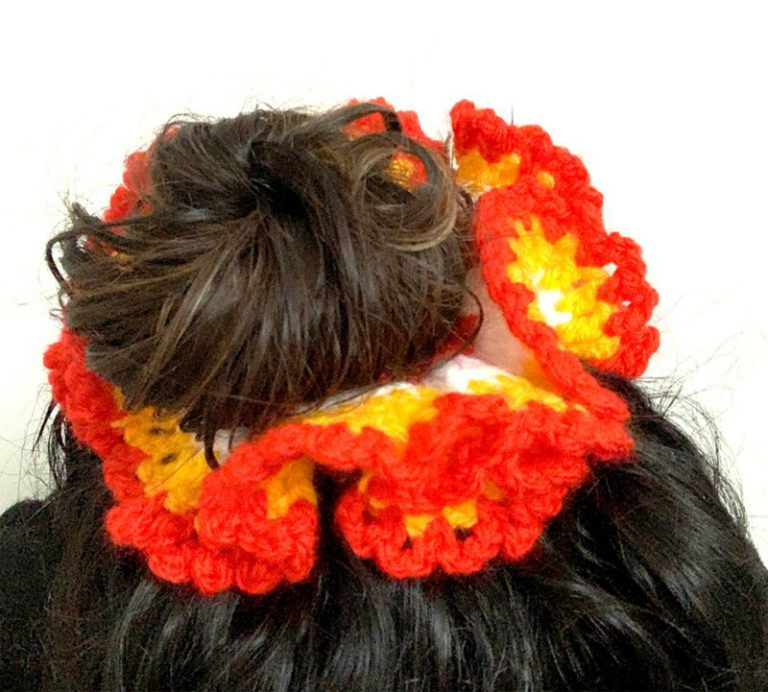 Oeteldonkse Schrunchie Rood-Wit-Geel-Rood