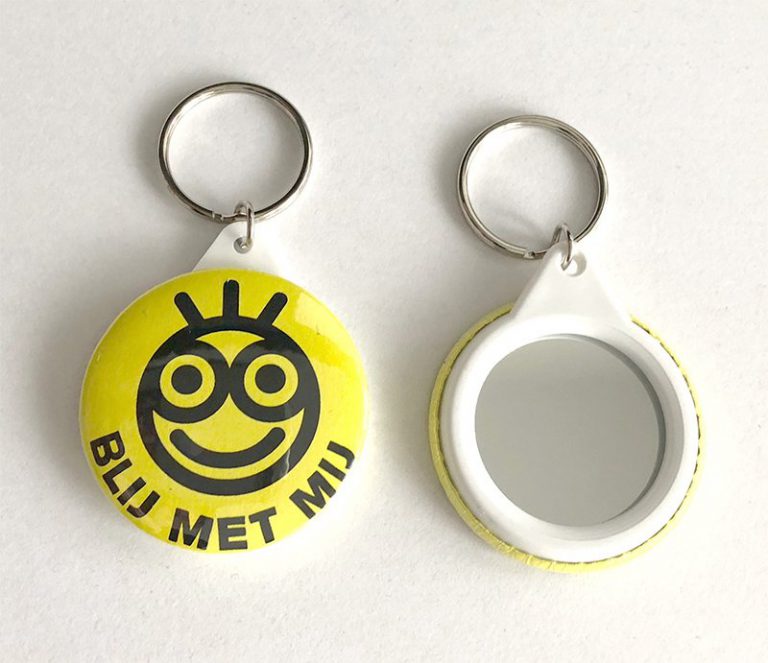 Hanger met spiegeltje - Blij met mij (geel) (4,5cm)