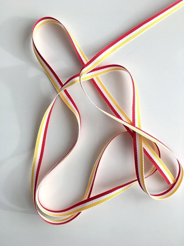 Oeteldonks Rood-Wit-Geel lint 8mm (Medaille lint)